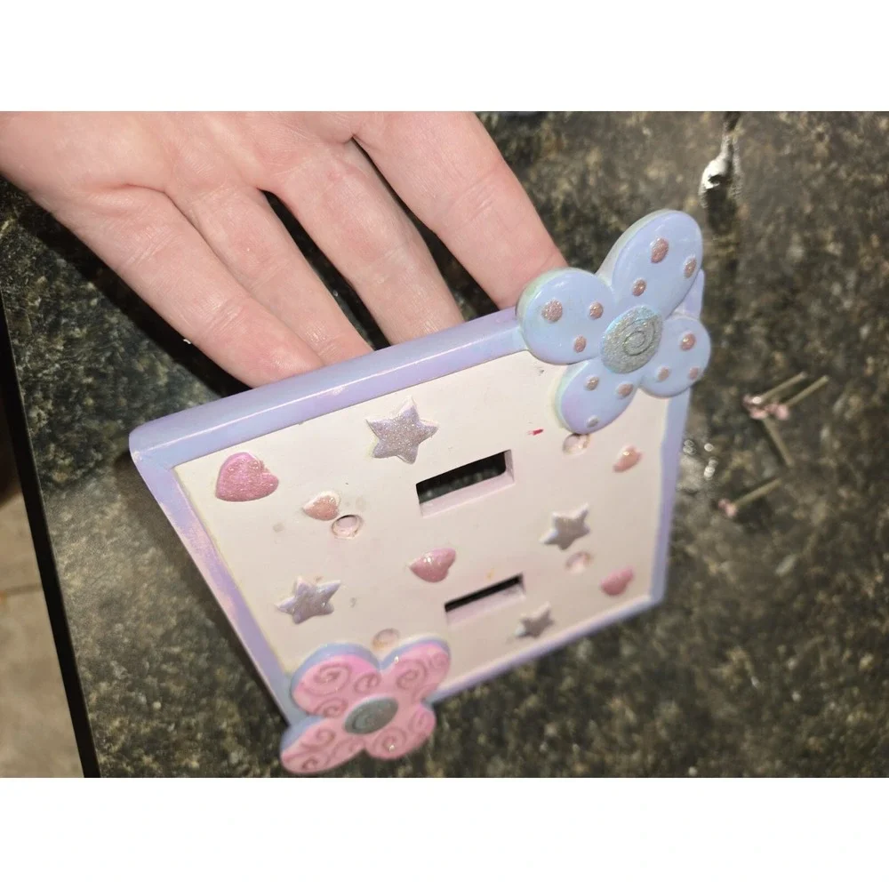 Borders Unlimited Ceramic Double Gang Toggle Switch‎ Plate Cover  w/ screws